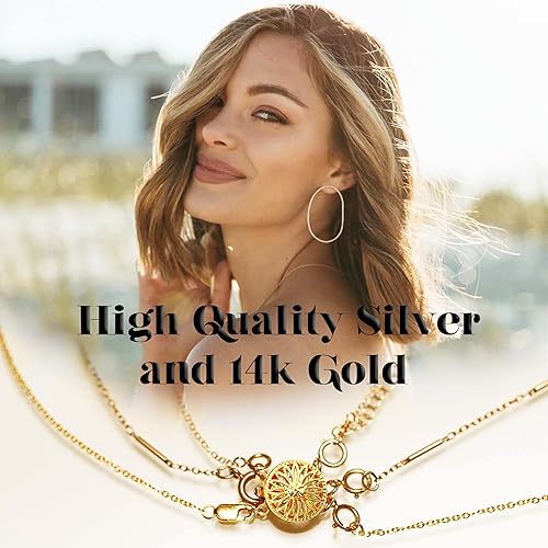 Miniatura 5 de Dailyacc Cierre de collar en capas para mujer, cierre de joyería deslizante de plata y oro de 14 quilates, conectores de pulsera