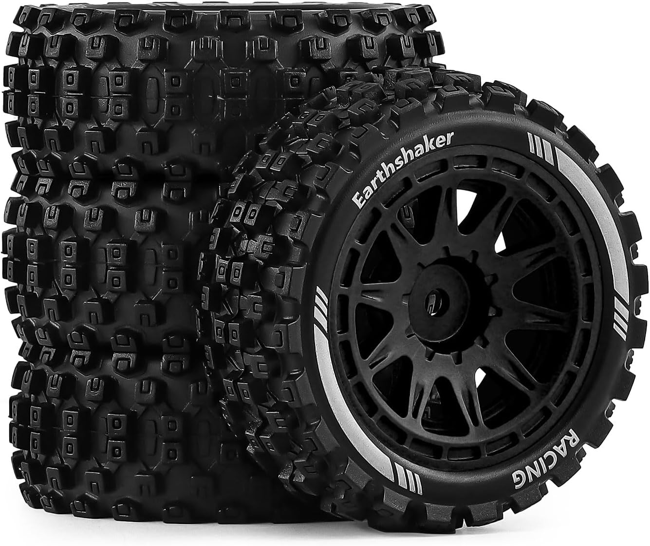 for Typhon Grom 1/18 RC Car Pre-Glued Wheels and Tires 69mm (2.7in) – High-Traction Upgrade Set (Black, 4Pcs)