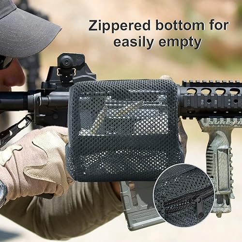 Vista 14 de Feyachi Heat Resistant Brass Catcher for AR Thickened Nylon Cartridge Casing Shell Catcher Net with Quick Release Zipper, 2 Picatinny Rail Mounts