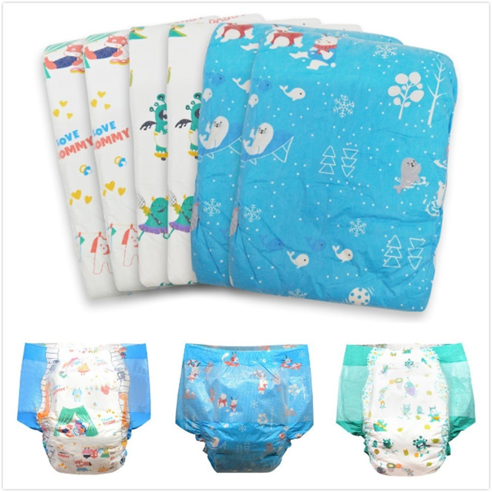 ABDL Windelliebhaber Weiche süße Tiger Full Print Windeln Erwachsene Babywindeln Harninkontinenz Dummy Windeln Wenig Platz M/L/XL,L