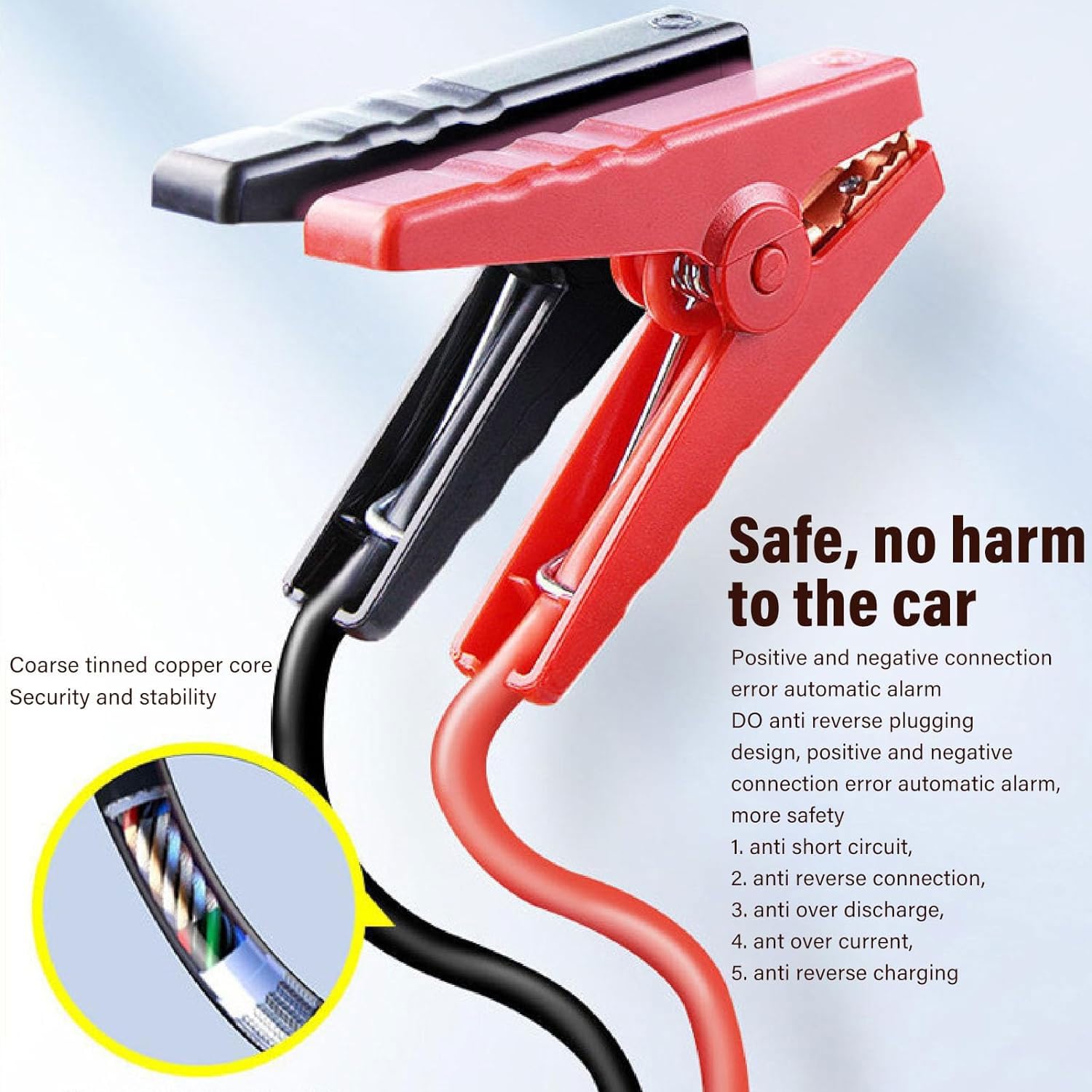Avviatore di emergenza Power Pack, Avviatore di emergenza per batteria per auto da 1600 A con luce LED, Alimentatore di avviamento di emergenza portatile per veicoli da 12 V Con clip per batteria inte