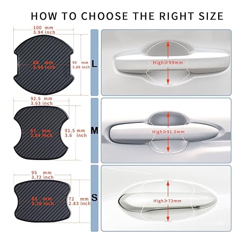 Miniatura 3 de Tangsen - 4 piezas, universal TPU 3D textura de fibra de carbono, pad protector que personaliza la manija de la puerta del coche.