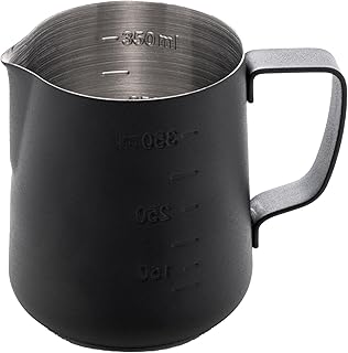 LYOR - Leiteira de Aço Inox Preta 350ml - Com Régua Medidora em Relevo