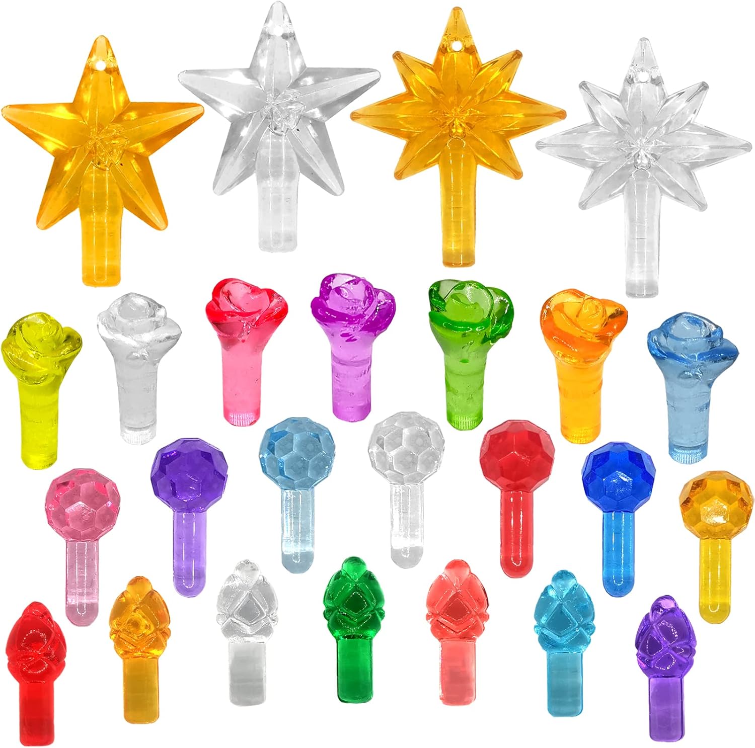 77Pcs Ceramic Christmas Tree Large Replacement Lights Bulbs/Big Tree Pegs for 16 to 30" Oversized Trees Including Twist/Pineapple & 2 Pcs Extra Large Pentagram Tree Toppers