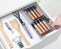 Vista 2 de QTMY Organizador de cuchillos de cajón para cocina, en el cajón, cuchillos, cajón, caja de almacenamiento