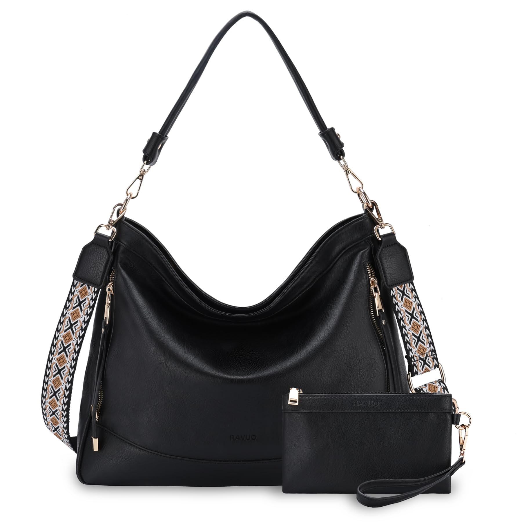 RAVUOHobo Bag Fashion Women Handbags and Wallet Set Ladies Chic Crossbody Shoulder Purse W Gutair Strap