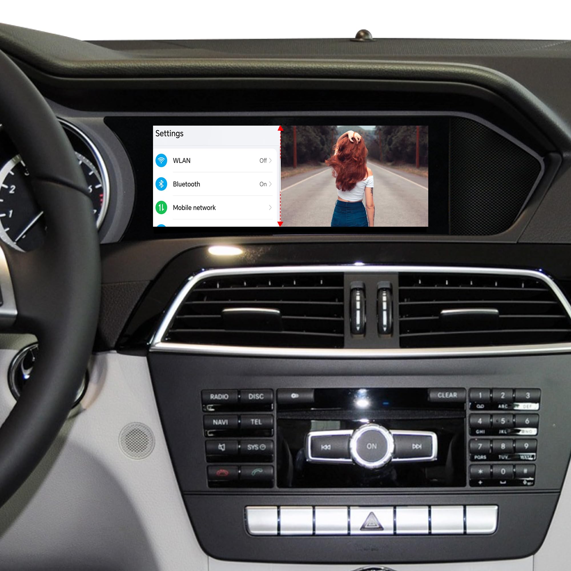Ekran Android 8,8 cala do Mercedesa klasy C W204 C204 S204 NTG 4,5/4,7, bezprzewodowa CarPlay Android Auto, lustrzane odbicie ekranu, podzielony ekran, Wi-Fi, muzyka, nawigacja, kamery pojazdów
