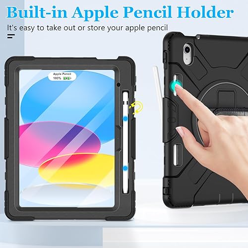 Miniatura 8 de Case for iPad 10th Generation 2022 Military Grade Silicone Protective Cover for iPad 10th Gen 10.9 Inch with Screen Protector- Stand- Shoulder
