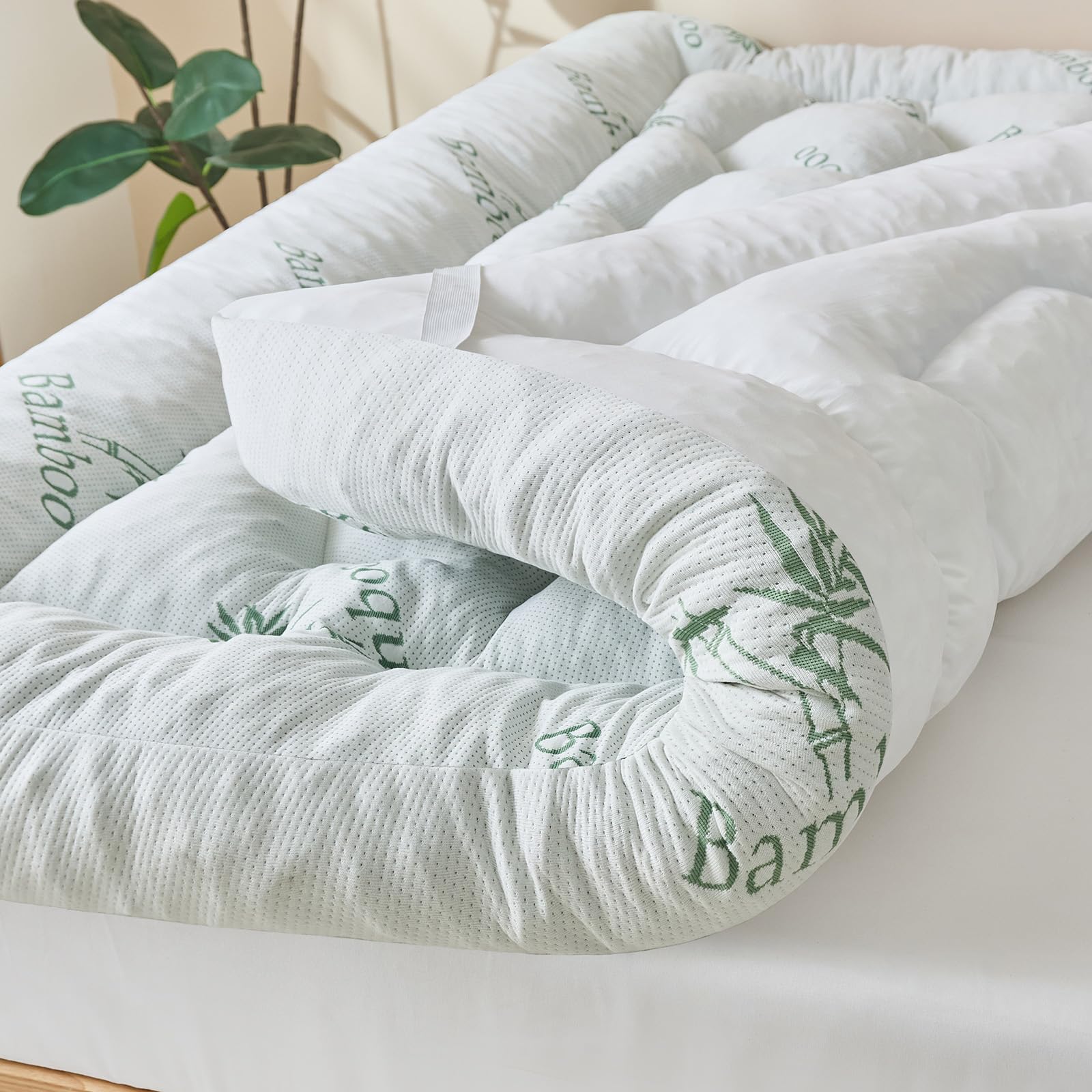 Photo 1 of 5 Inch Bamboo Mattress Topper Queen Size,Cooling Mattress Pad Cover,60x80”