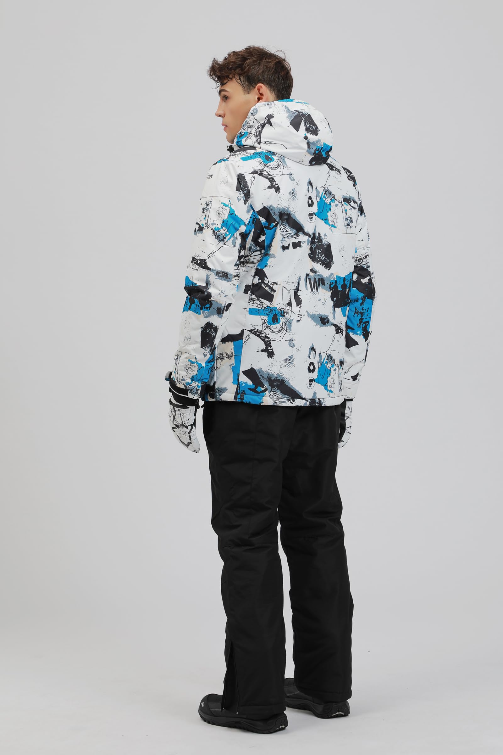 ALSOGO Vestes de Ski et Pantalons de Ski Pour Hommes Costume de Ski Hiver Imperméable et Coupe - Vent Manteau de Neige à Capuche deux Pièces Ensemble de Snowboard