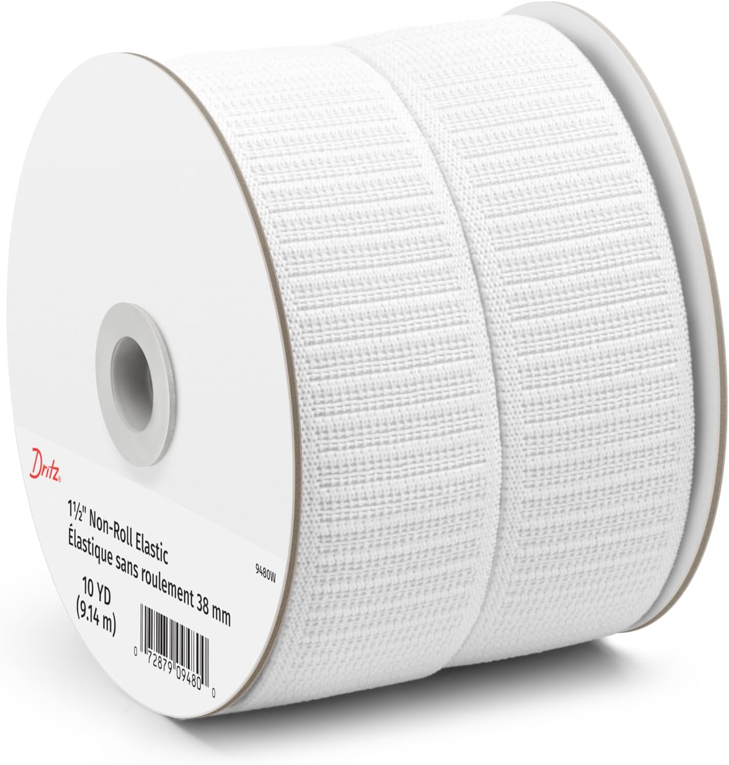 Dritz 1-1/2" Non-Roll Elastic, White, 10 yd