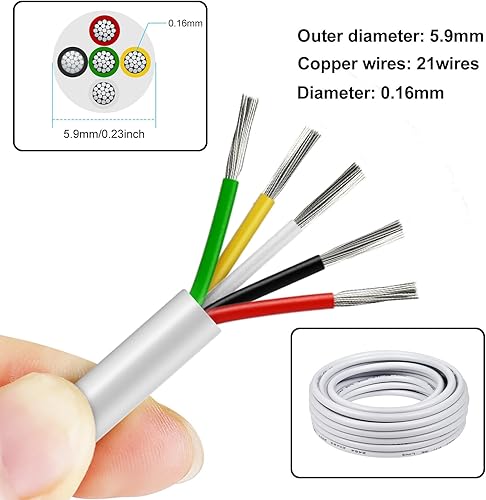 Vista 25 de Cable de calibre 18 de 50 pies, 3 conductores, cable eléctrico de 18 AWG, cable de cobre estañado trenzado sin oxígeno 18/3, cable de bajo voltaje