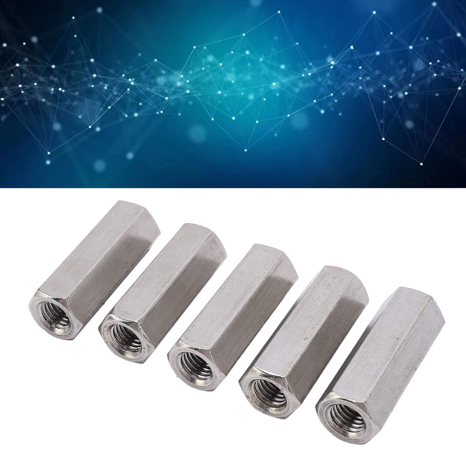 5 Pack M12 Hex Coupling Nuts, Premium 304 Stainless Steel, Corrosions, Accuracy Threading, for Construction, Automotive, and DIY Projects