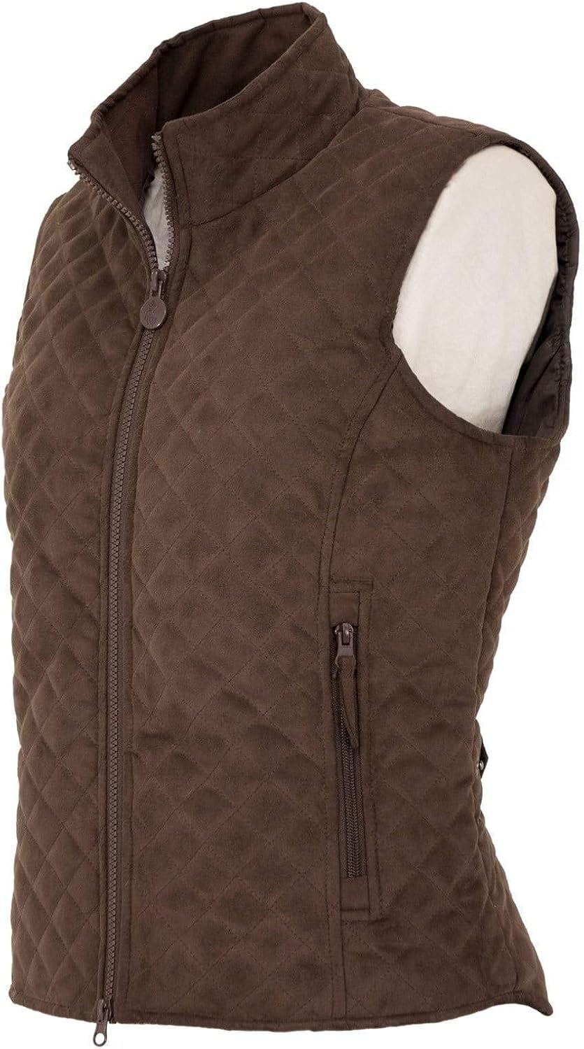 Outback Trading Women's Grand Prix Warm Water-Resistant Zippered Outerwear Quilted Western Vest With Hip Pockets