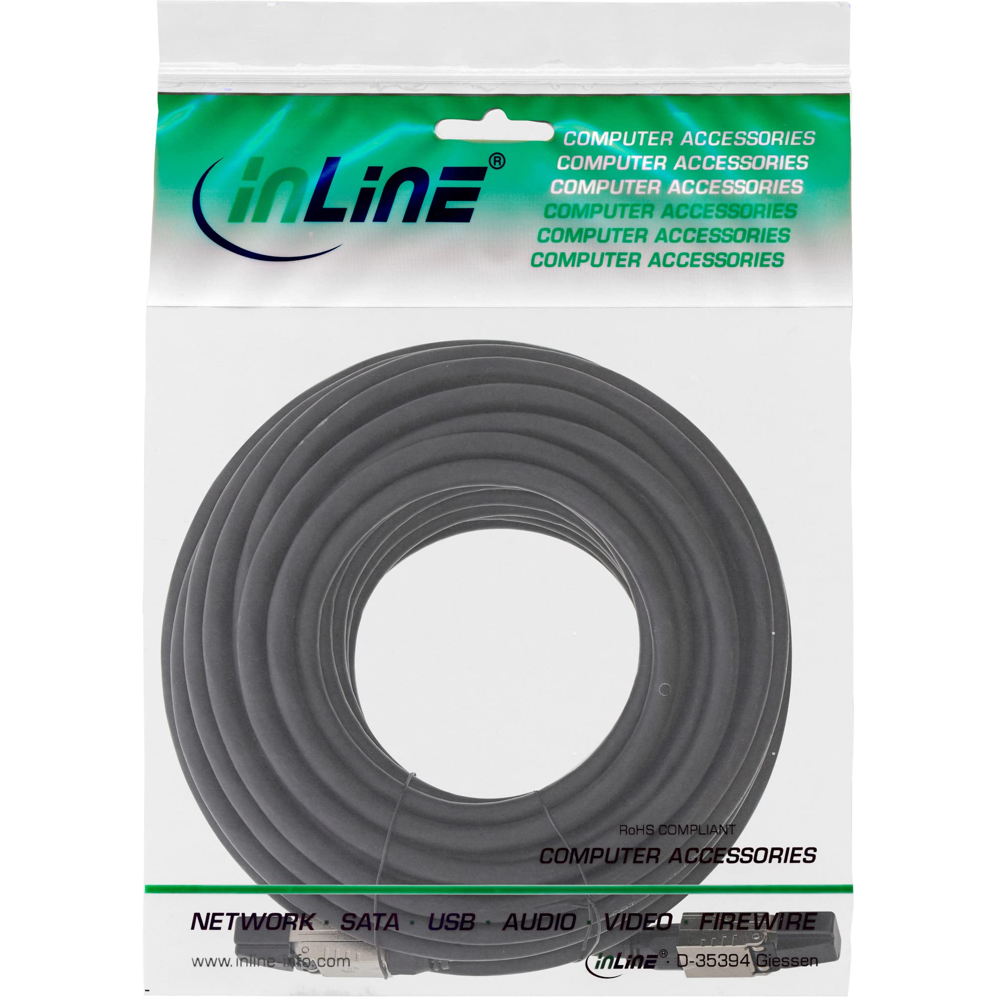 InLine® Cavo patch U/UTP Cat.6A Senza alogeni AWG23 Rame Nero 70 m