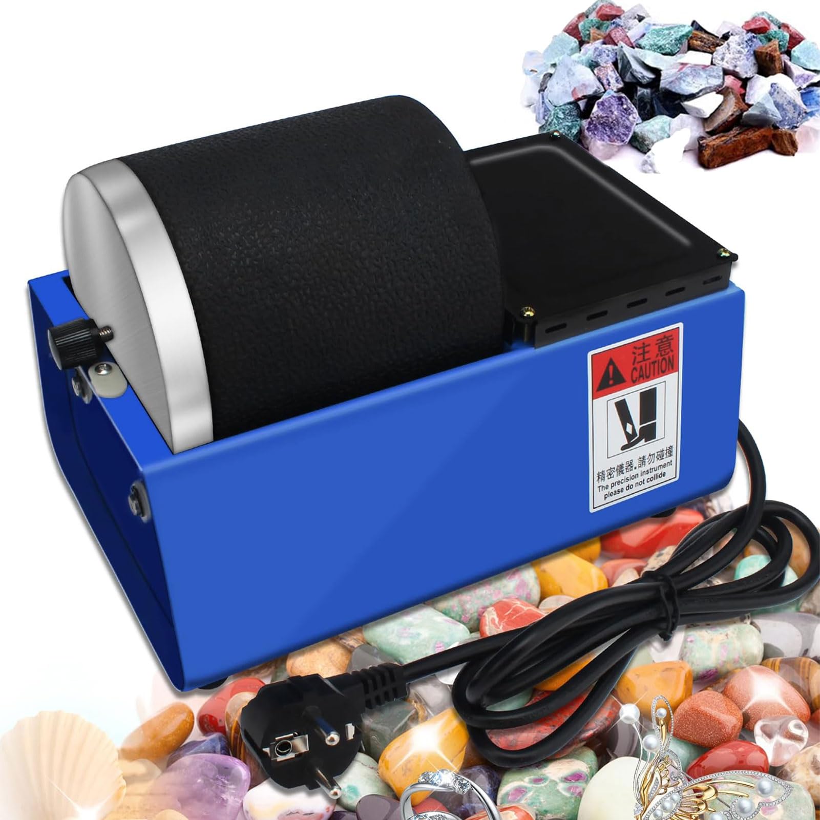 Rotary Tumbler, Jewelry Polisher with Drum, Jewelry Polishing Finishing Machine, Gem Faceting Machine for Jade, Gem and Precious Metals