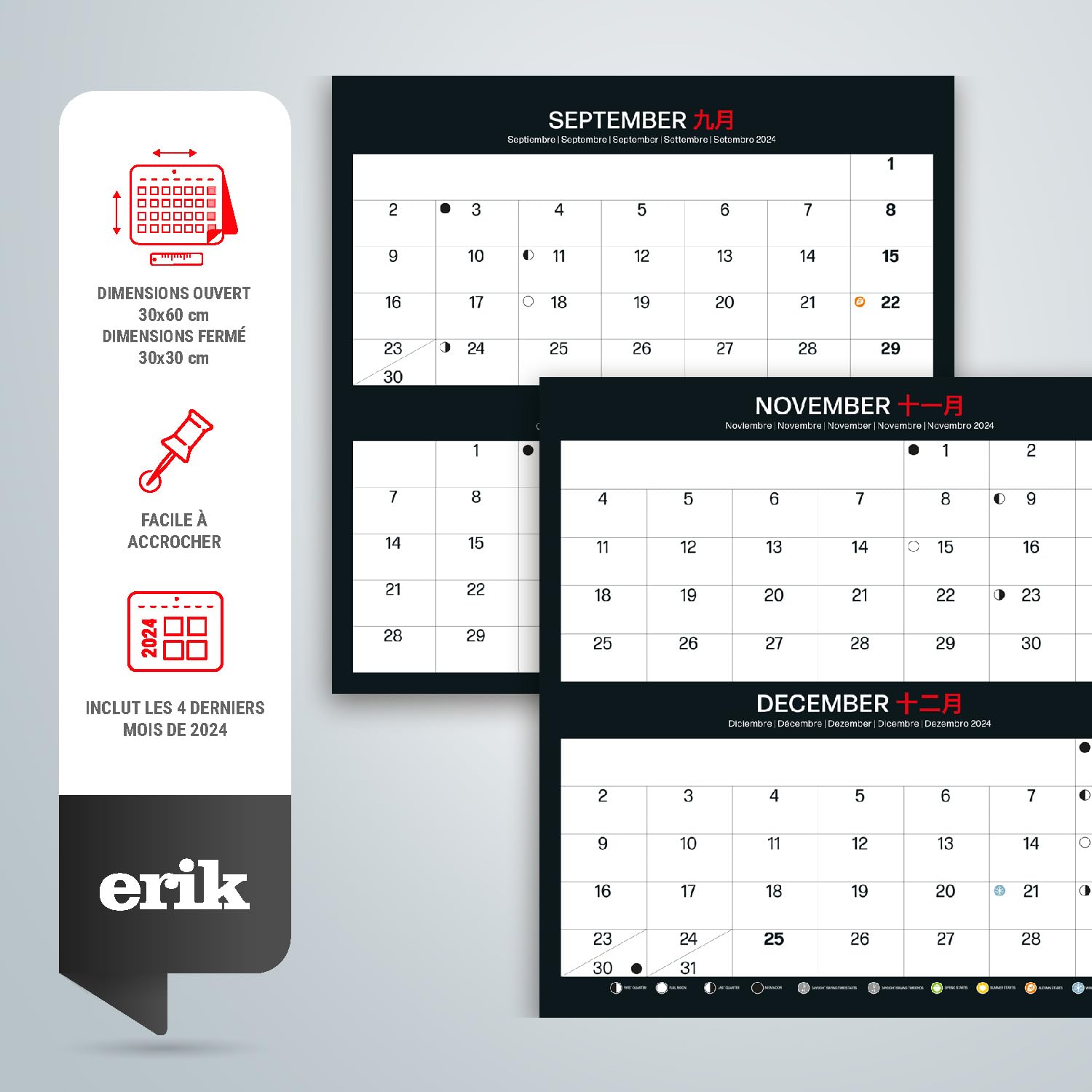 Calendrier Mural 2025 Vintage Pub - Format 30x60 Cm, Multilingue, Style Rétro