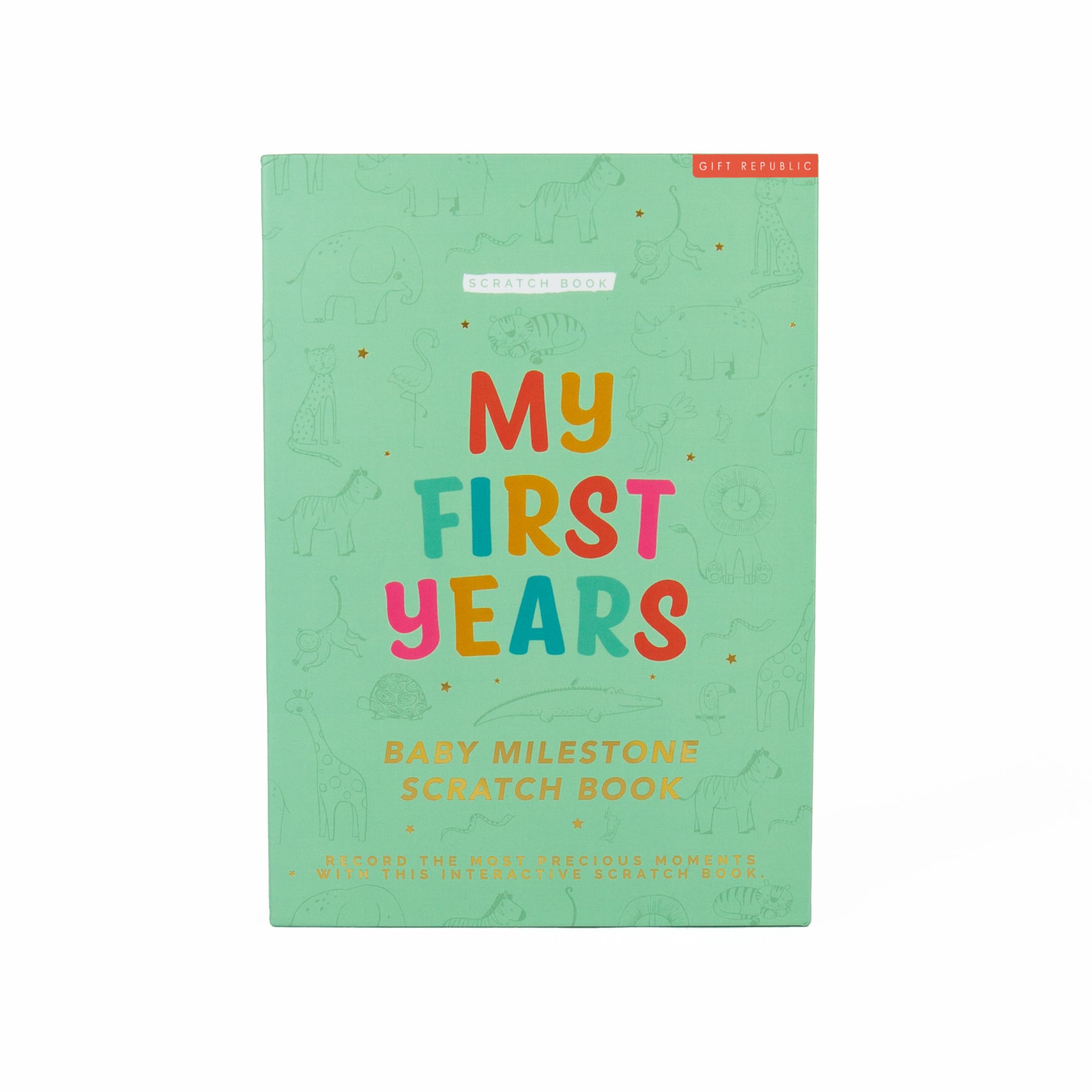 Gift Republic My First Years Baby Milestone Rubbelbuch - Erinnerungsbuch mit 100 Rubbelmeilensteinen - Babyparty Geschenk für frischgebackene Eltern - Erste Babys festhalten
