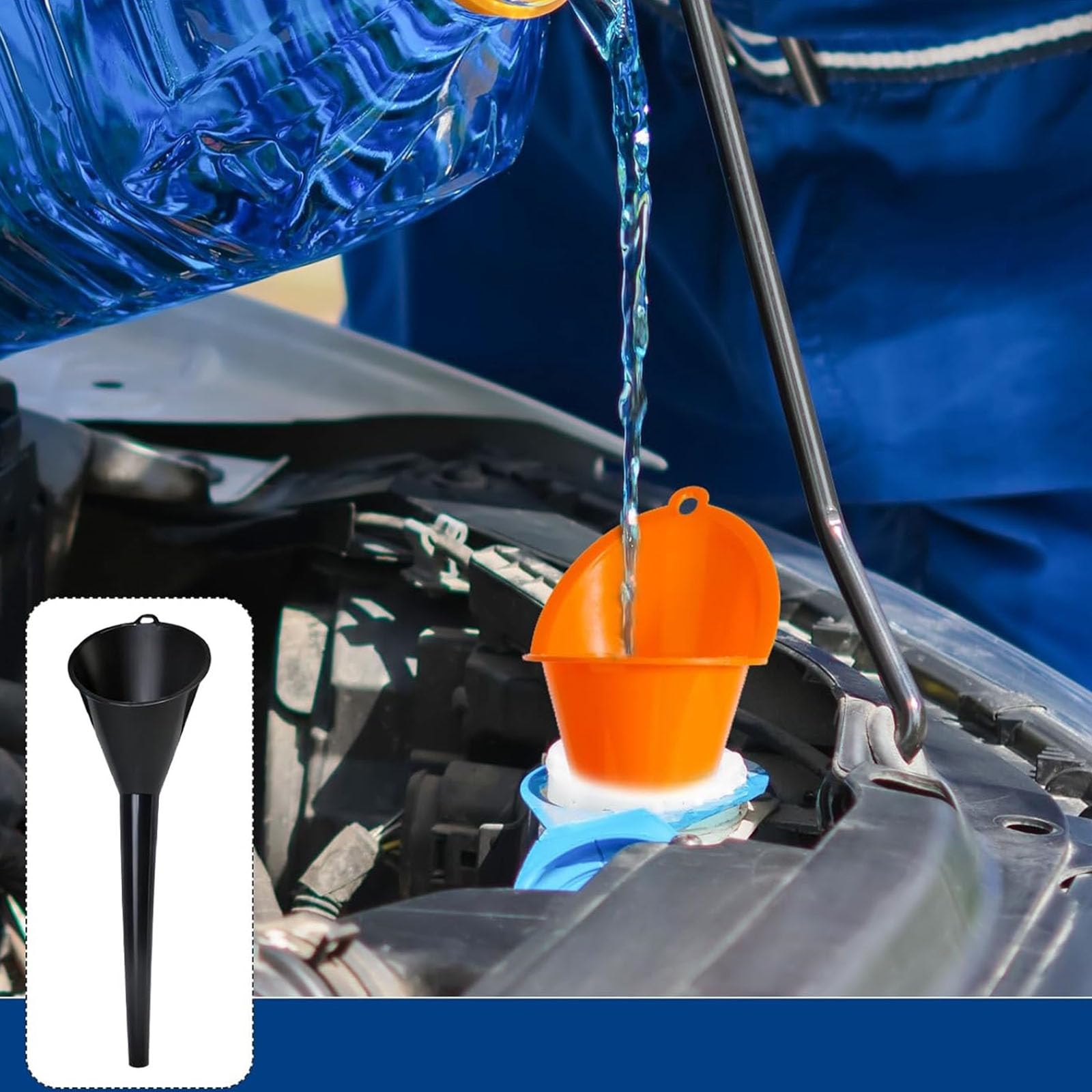 Botella de aceite de 5 litros con caño retráctil y embudo para coche