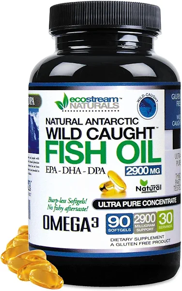 ecostream Naturals Wild Caught Omega 3 Fish Oil DPA-EPA-DHA Supplement 2,900 Milligrams - Now with Even More DPA-EPA-DHA