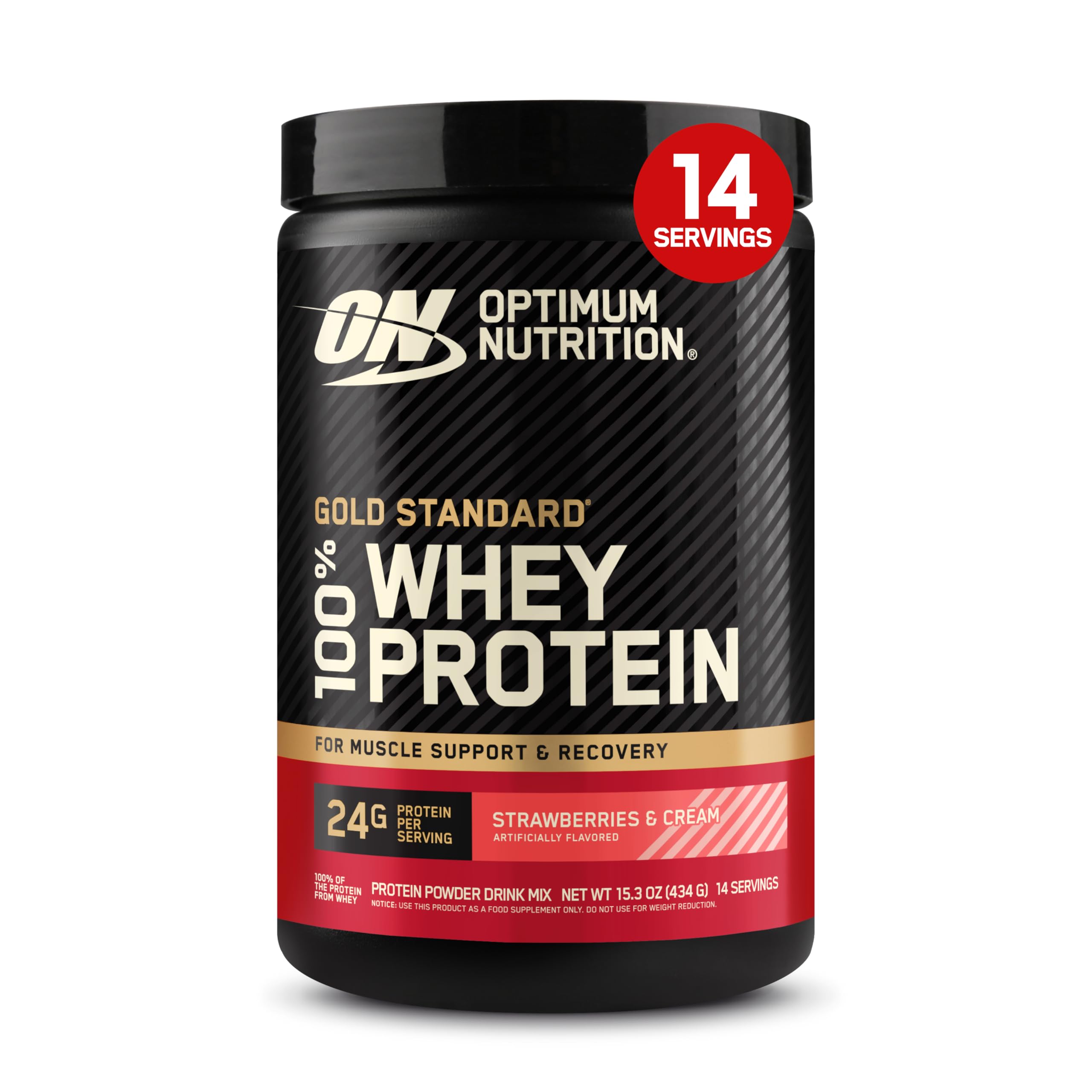 Optimum Nutrition Gold Standard Whey Protein, Strawberries &amp; Cream, 1 LB