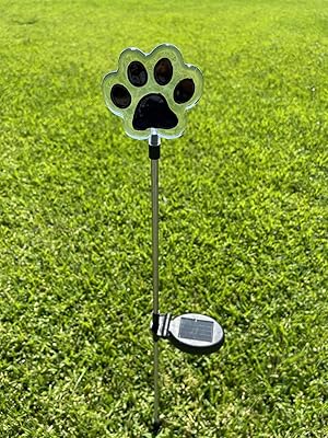 Ntertainment House Set of 1 Solar Garden Stake Lights with Color Changing LED or Regular White LED Landscape Path Lights (1 Piece) (Dog Paw)