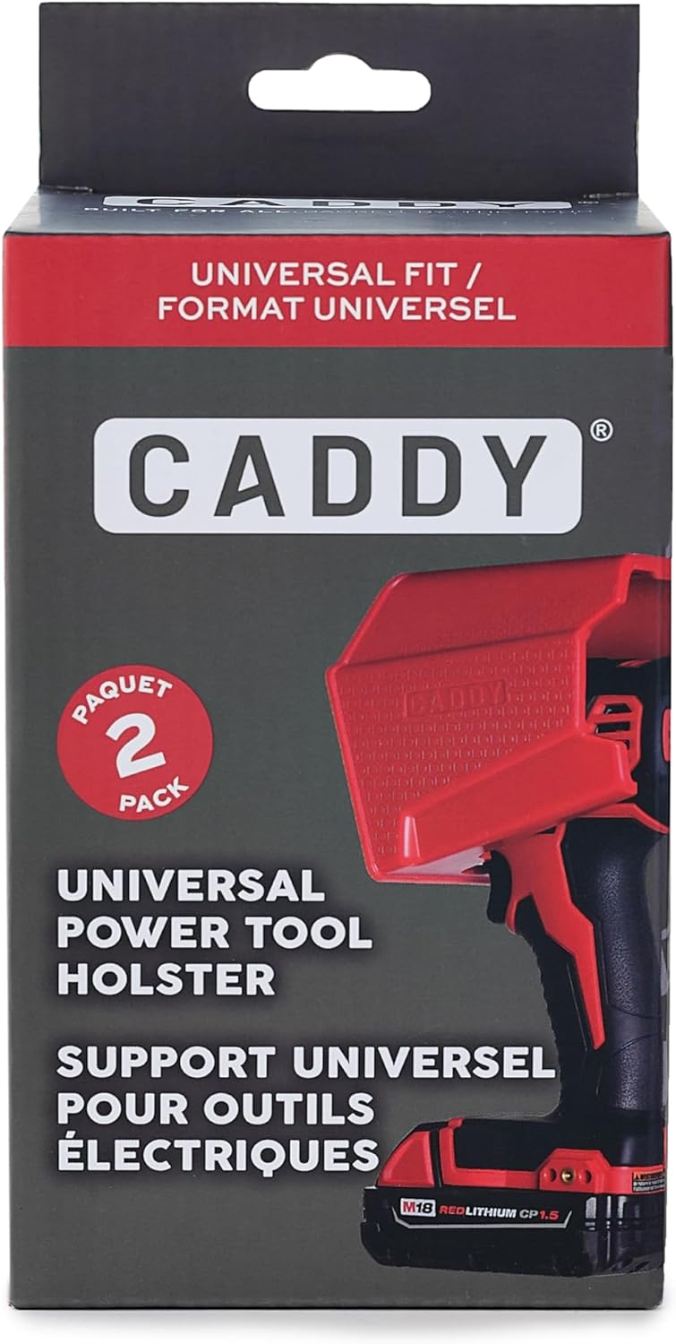 CADDY Drill Holder, Power Tool Organizer, Utility Storage Rack | Universal Wall Mount Cordless Tools Holder Fits Most Drills like Milwaukee (2-PACK) (Red)