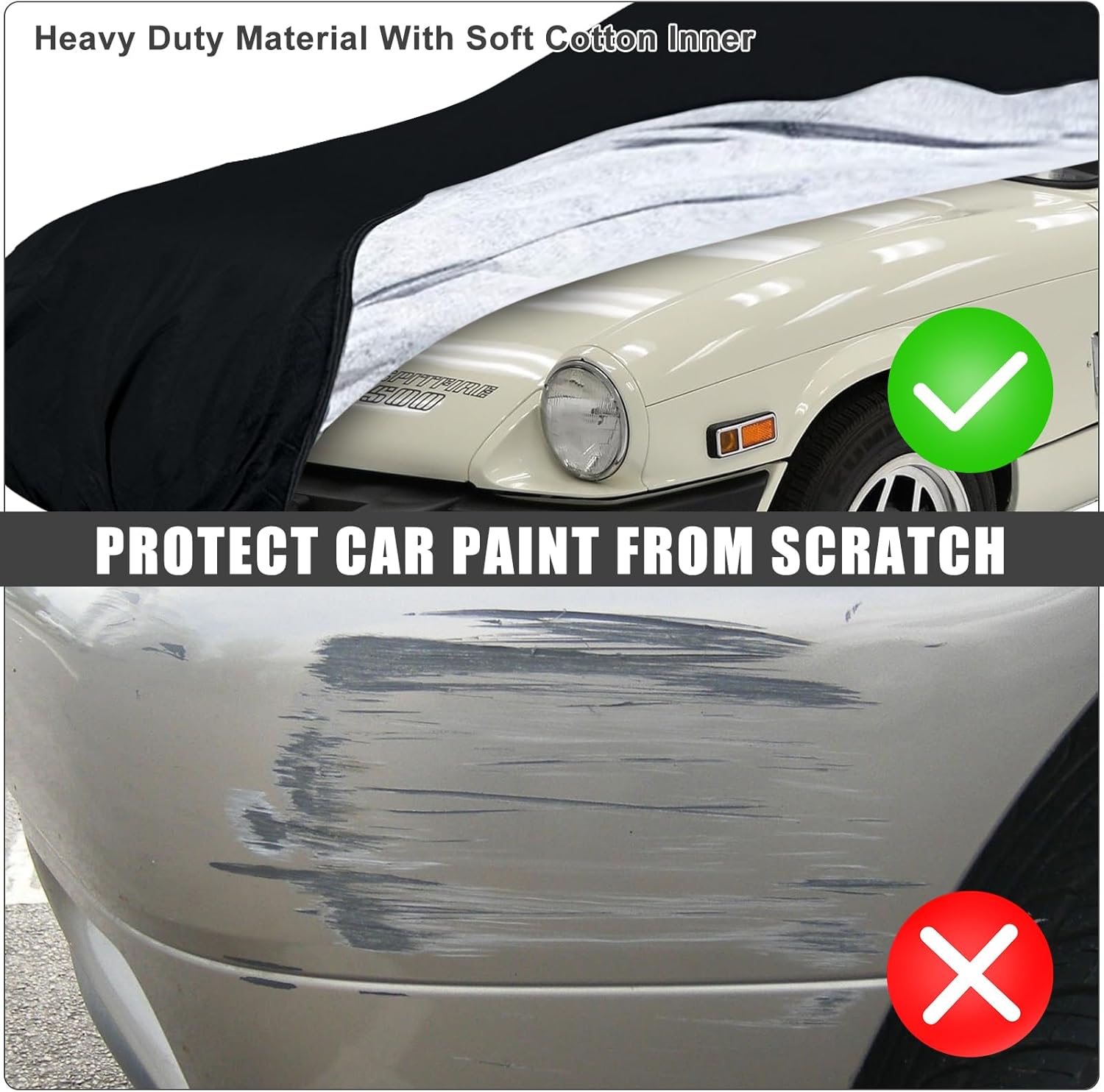 Waterproof Car Cover Compatible with 1962-1981 Triumph Spitfire Convertible/Roadster Accessories, All Weather Classic Car Covers with Inner Cotton&Zipper Door for Snow Rain Protection