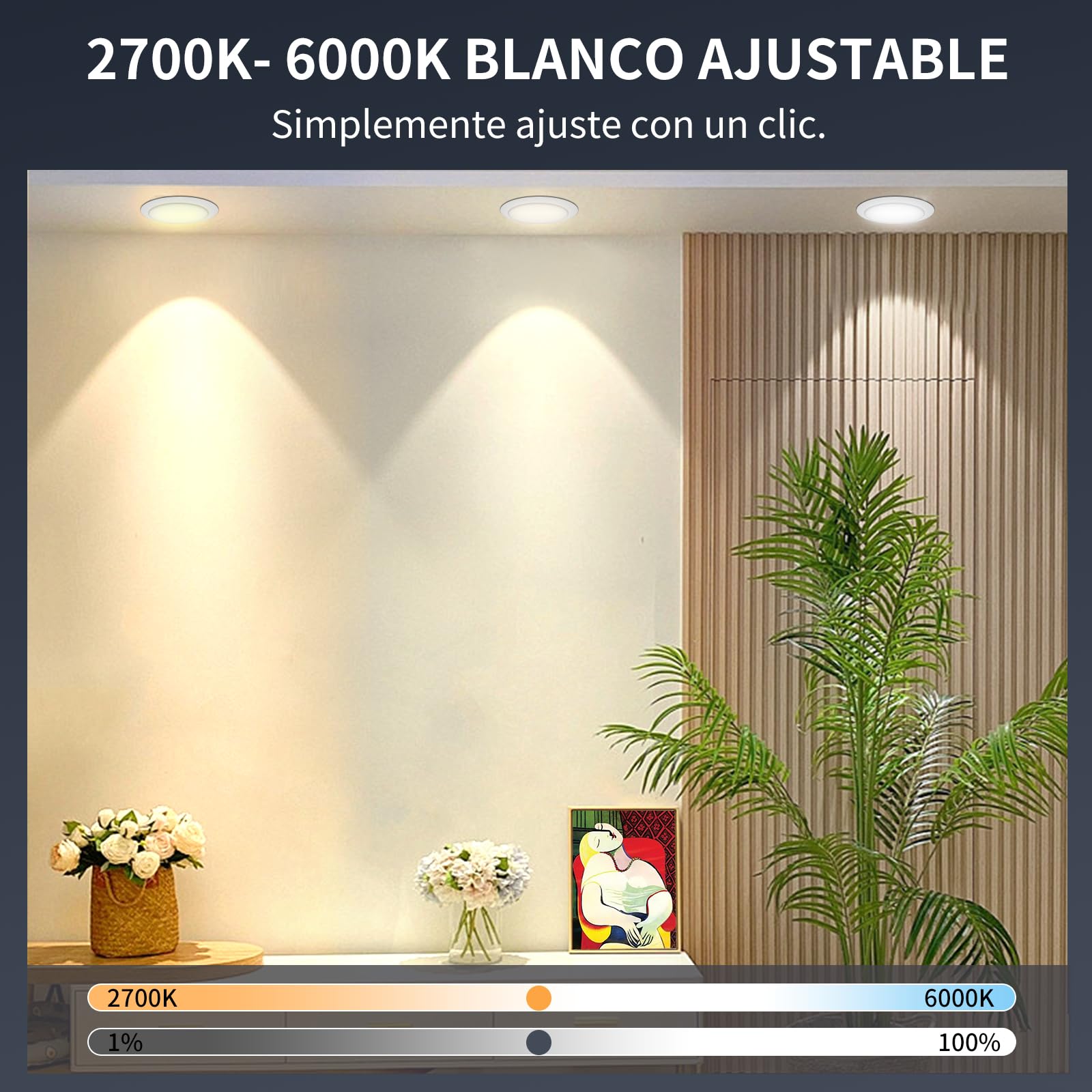 DUSKTEC Downlight LED Empotrable Inteligente Alexa, Foco Empotrables Techo Redondo Blanco, 2700K-6000K Regulables, Smart Ojos de Buey de LED Bluetooth para Baño Salón Cocina, Controladas por APP