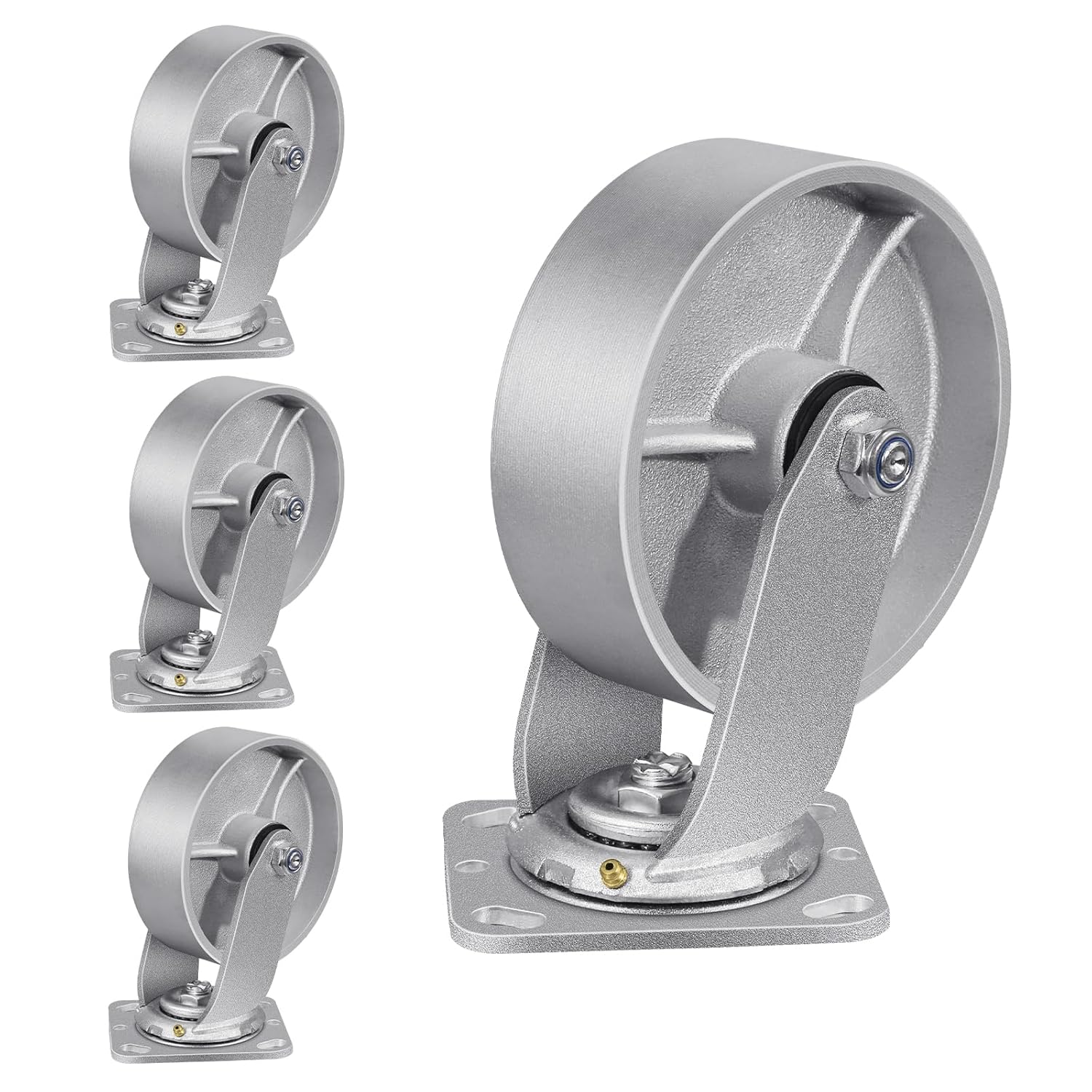 6" X 2" Caster Wheels, Heavy Duty Industrial Casters, Steel Casters 4800 LBS Capacity with Roller Bearing, Cast Iron Wheels, Metal Casters(4 Swivel)