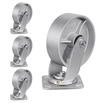 6" X 2" Caster Wheels, Heavy Duty Industrial Casters, Steel Casters 4800 LBS Capacity with Roller Bearing, Cast Iron Wheels, Metal Casters4 Swivel
