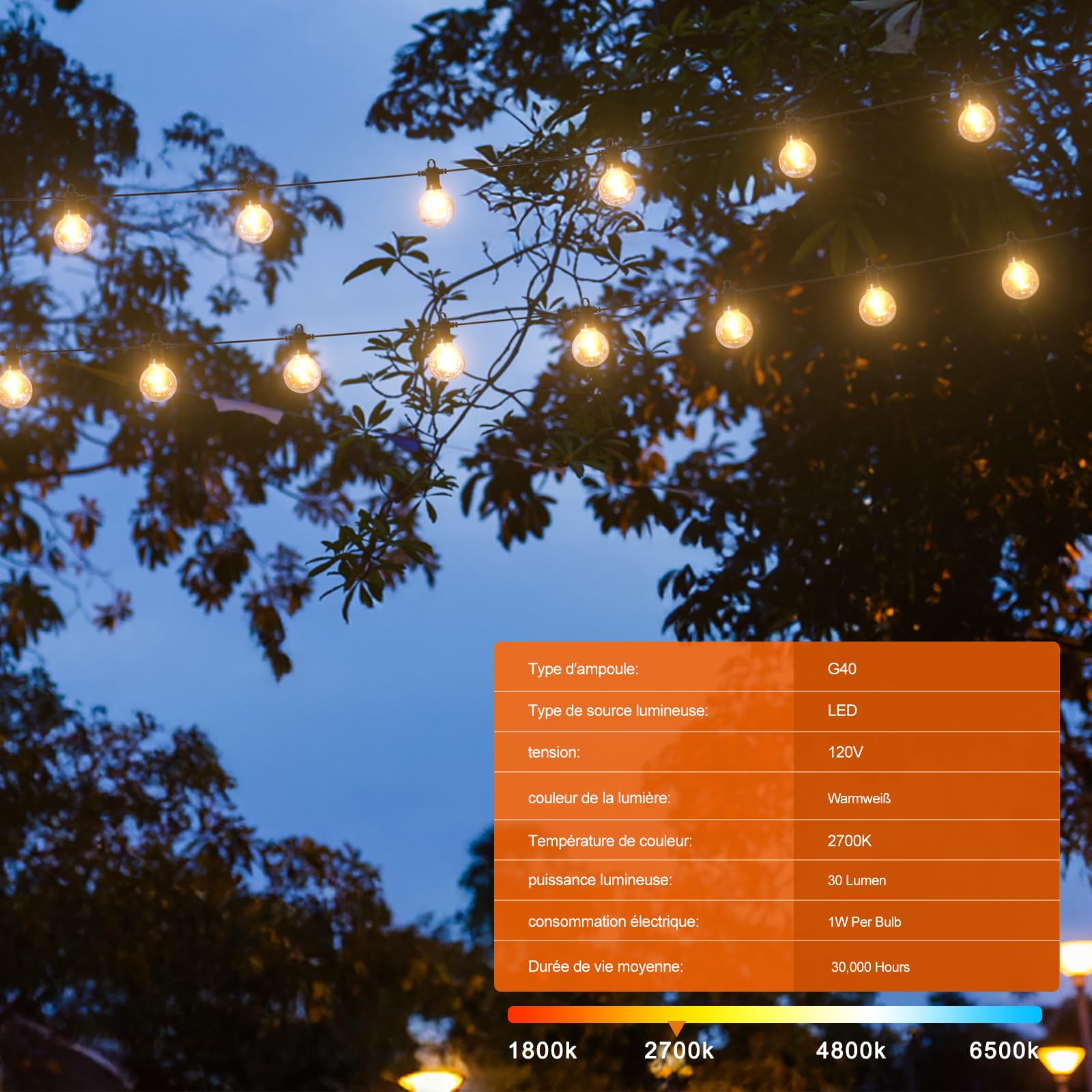 Kawaya 20M Luces Led Exterior Jardin Blanco Cálido Guirnalda Luces Exterior Con 30+2 Bombillas Inastillables Guirnaldas De Luces IP65 Impermeable Luces Terraza Exterior Para Fiesta Patio Balcón