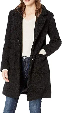 French Connection Women's Faux Shearling Teddy Lapel Midi Coat