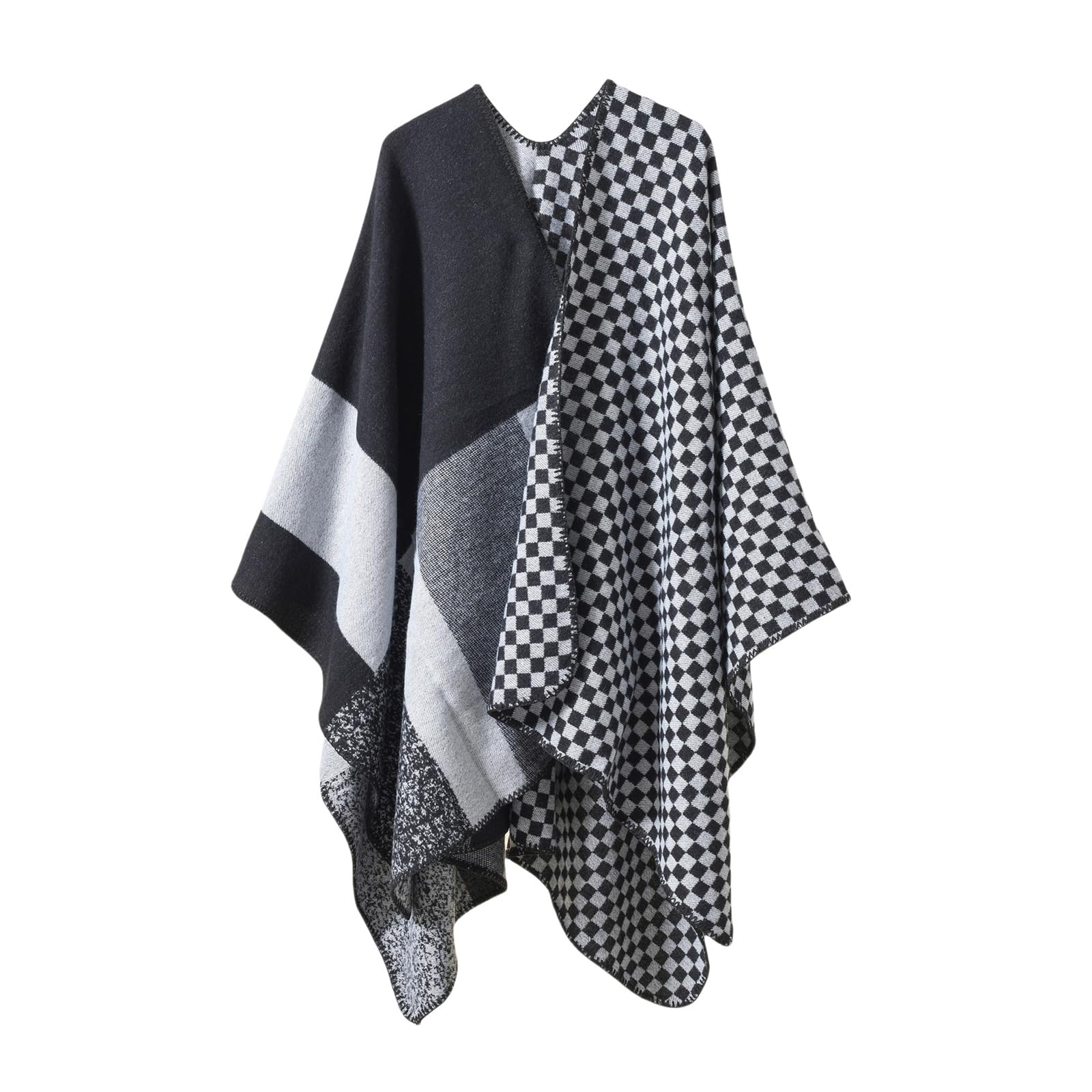 Poncho Mantella Scialcano Autunno E Inverno Donne Warp Warp Knitting Color Matching Sciallo Caldo alla Moda