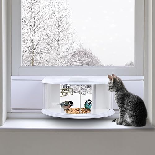 Miniatura 8 de Comederos para pájaros en ventana para ver – Comedero para pájaros de visión clara de 180°, duradero, elegante, se adapta a ventanas de 27 a 35