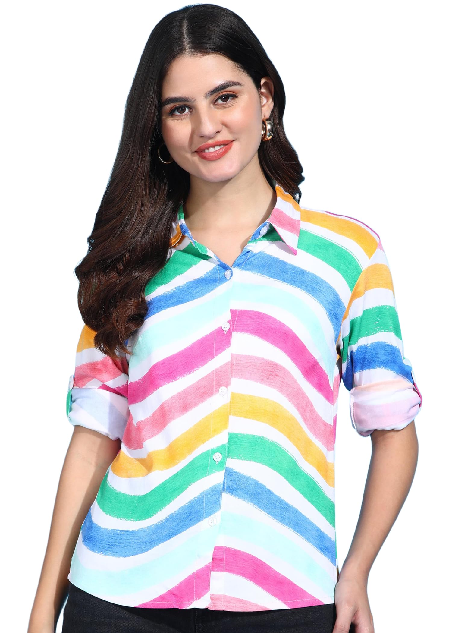 funday fashion Women's Printed Full Sleeves Rayon Blend| Stylish Collared Shirt for Women | Casual Shirt for Woman-picture-23