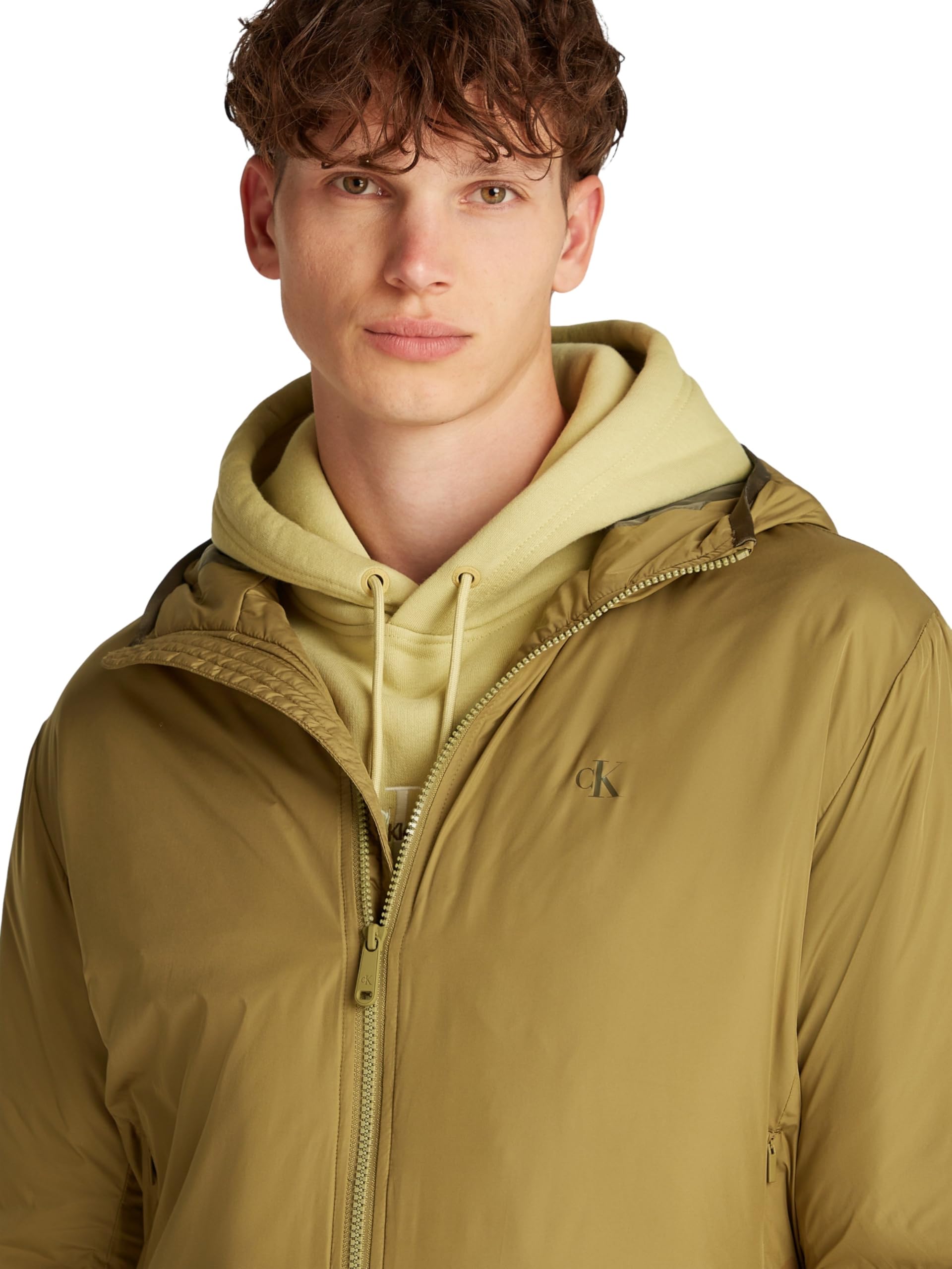 Calvin Klein Uomo Giacca a Vento Hi-Neck con Cappuccio