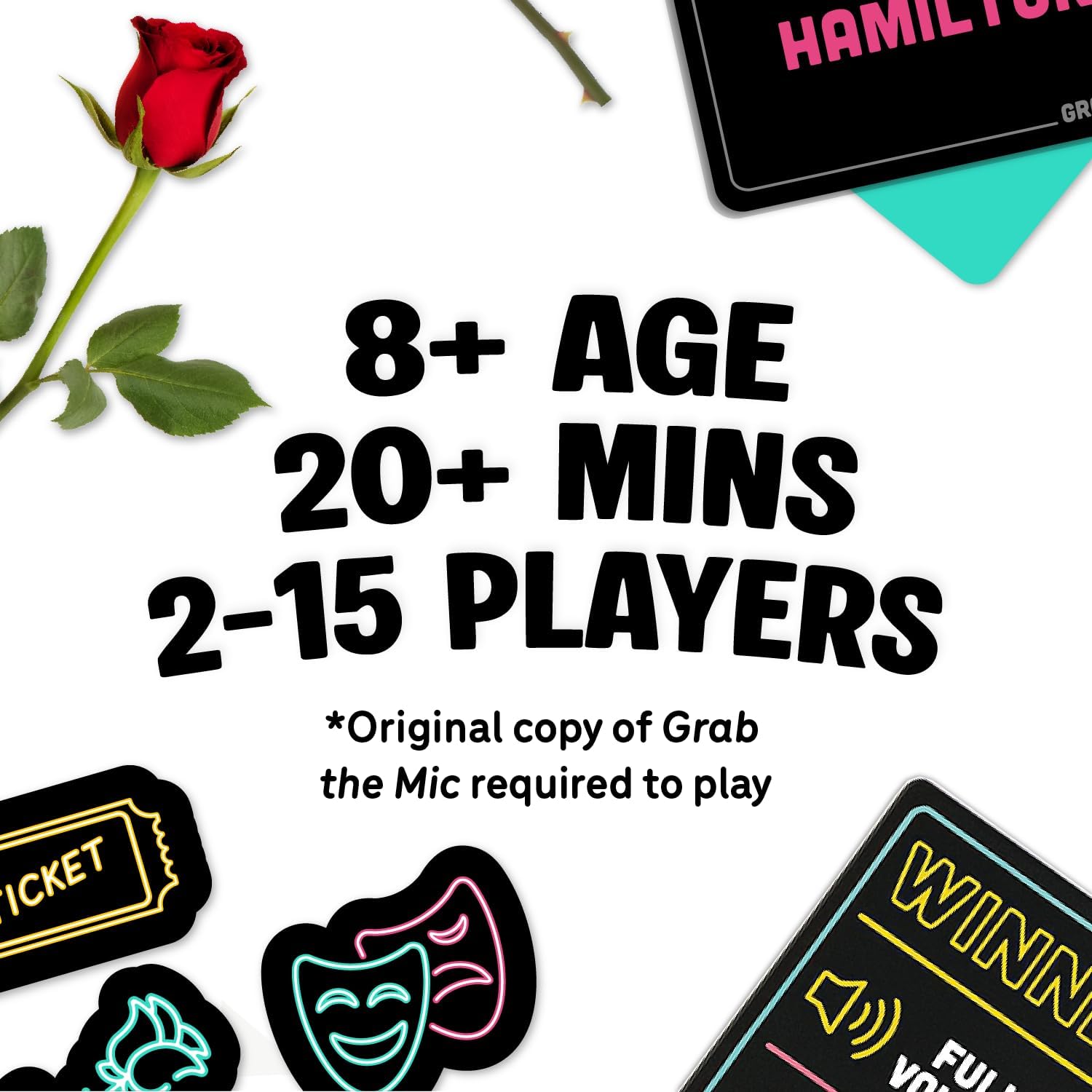 Lucky Egg Grab The Mic Musicals Expansion - Expansion Cards ONLY- Base Game Required - 50 New Musicals Challenges Games for Bad Singers, Family Karaoke Board Game 8+ Ages, 2-15 Players