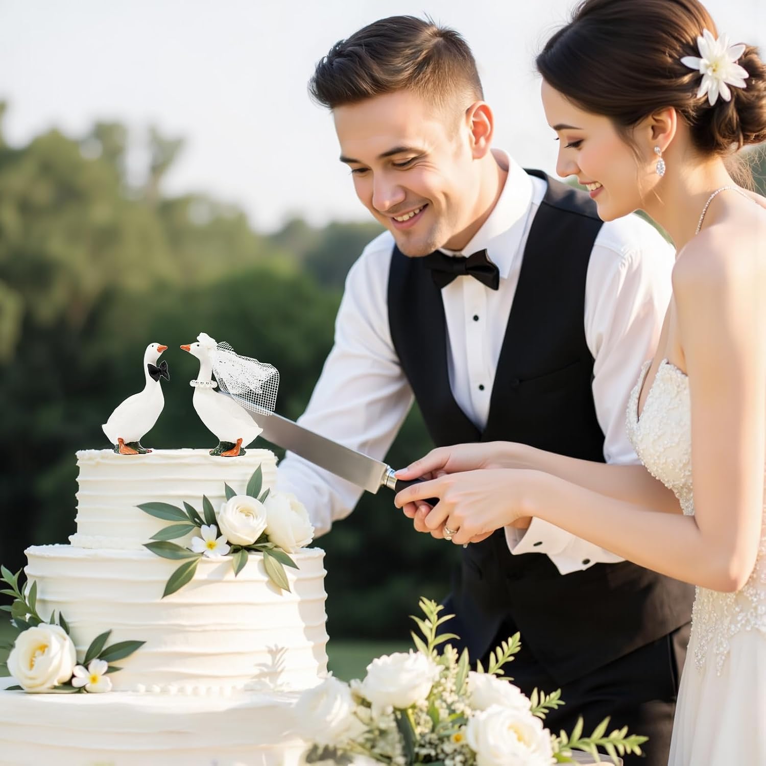 Small Funny Goose Wedding Cake Topper for Wedding Engagement Anniversary