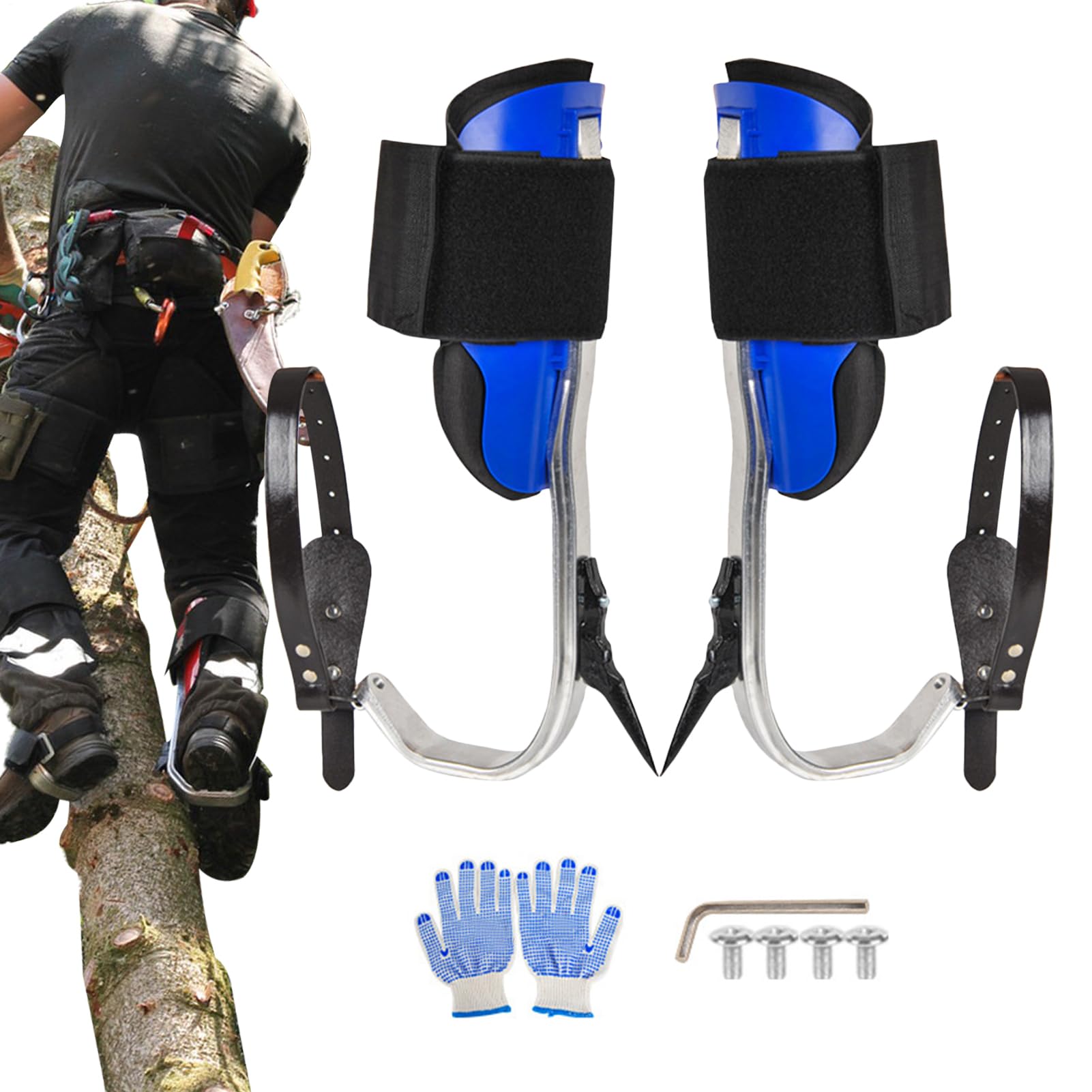 Ramponi per Arrampicata su Alberi - Attrezzatura Portatile per Arrampicata - Kit Imbracatura Guanto Palmare - Raccolta Frutta Indoor