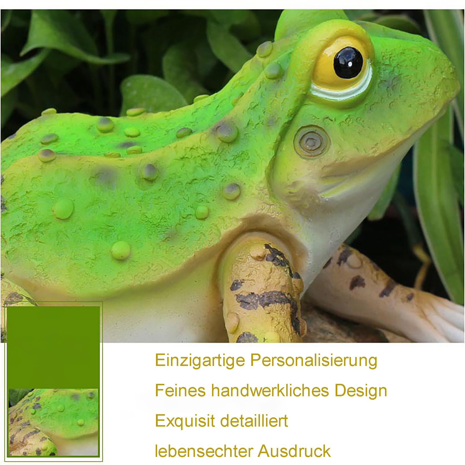 Frosch deko EIN singender Gartenfiguren & gartenstatuen Realistische Harz Froschskulptur Garten deko draußen Balkon Teichdekoration,Geschenke für Gartenliebhaber,Grün,25x17x13cm