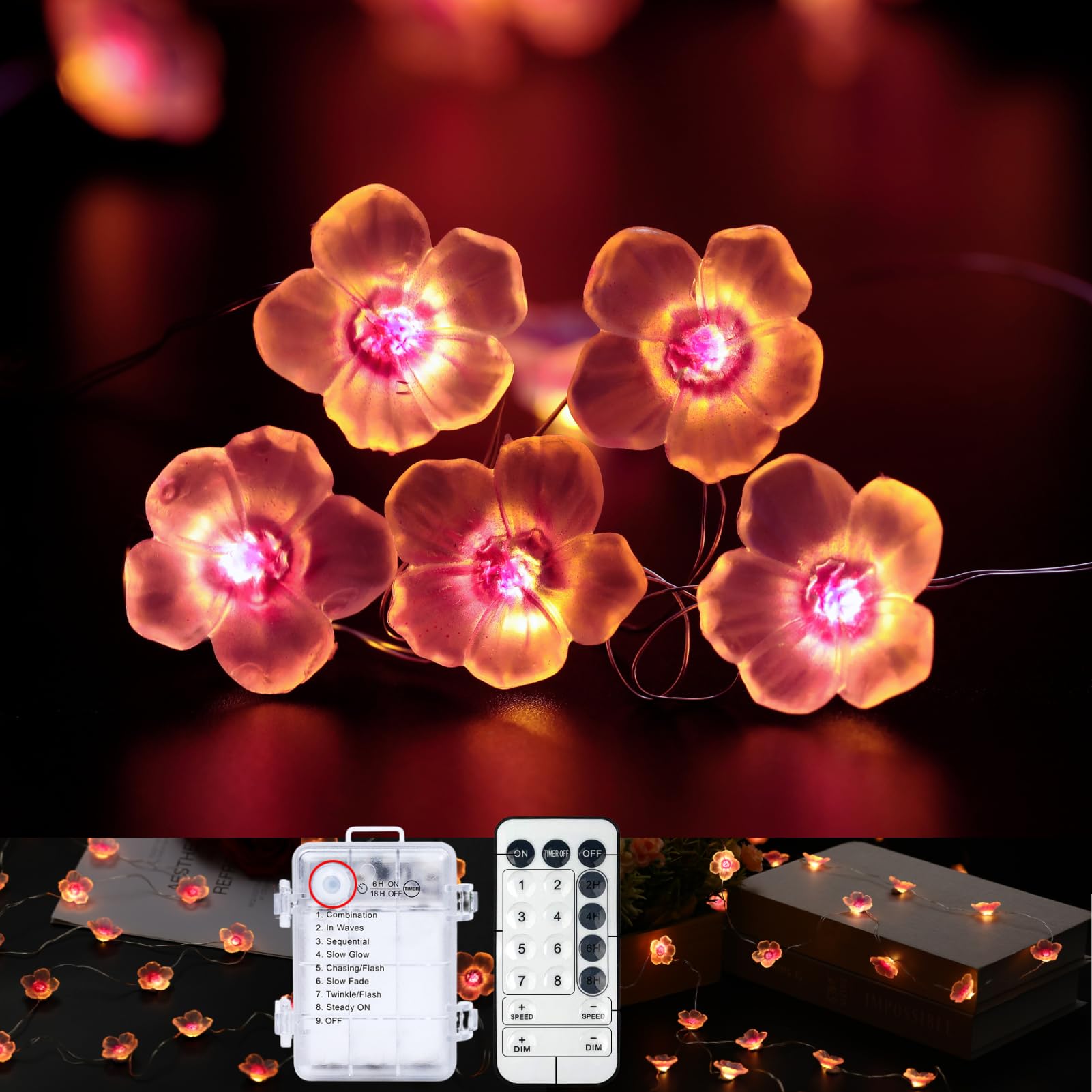 Amazon.com: Nakolulu Cherry Blossom String Lights 13ft 40 LED USB