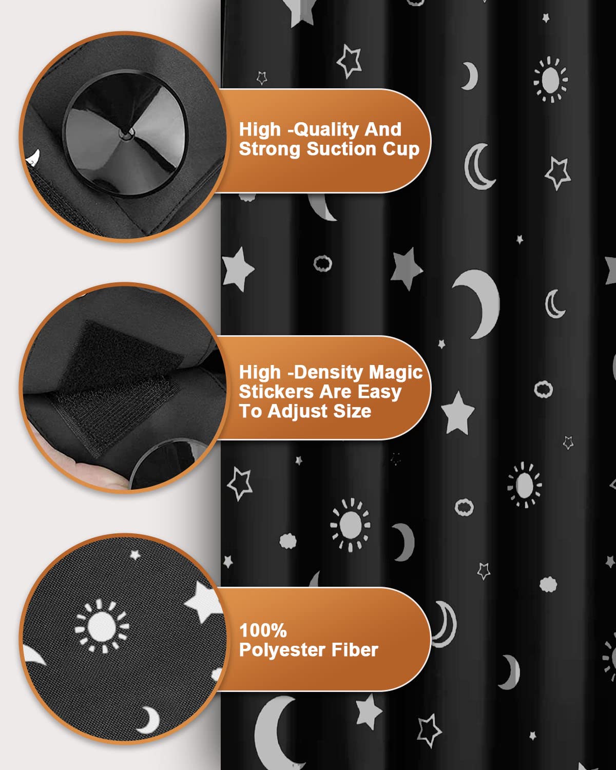tuare Portable Blackout Blind with Suction Cups, Adjustable Temporary Blackout Blinds - Image 3