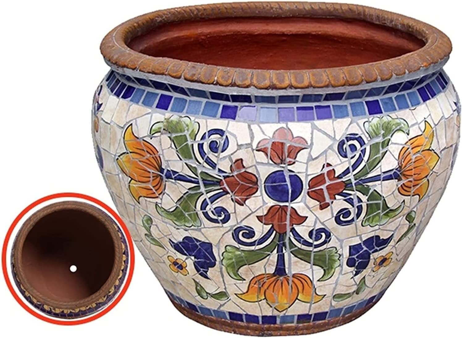 Dziedziniec Ręcznie malowana doniczka ceramiczna Willa Wystrój ogrodu Donica Duża donica zewnętrzna Doniczka Korytarz Nawa krajobrazowa Pojemnik Wazon Balkon Taras Wewnątrz Na zewnątrz (A 32 * 35cm)