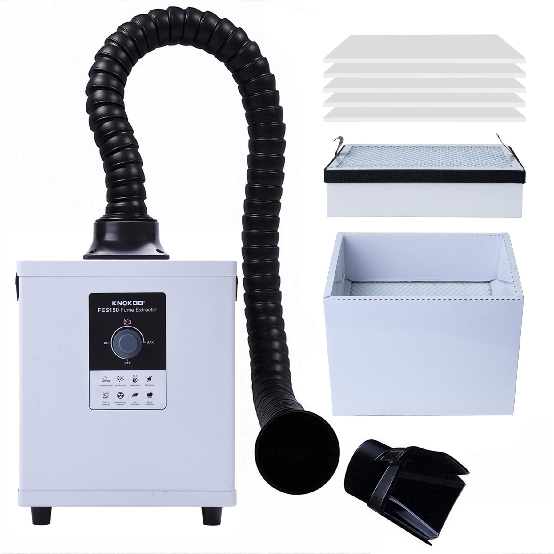 150W Mini Extractor de Humos de Soldadura Portátil FES150 Absorbente de Humo Purificador de aire Máquina de eliminación de cigarrillos de polvo Traje para salón de belleza y moxibustión