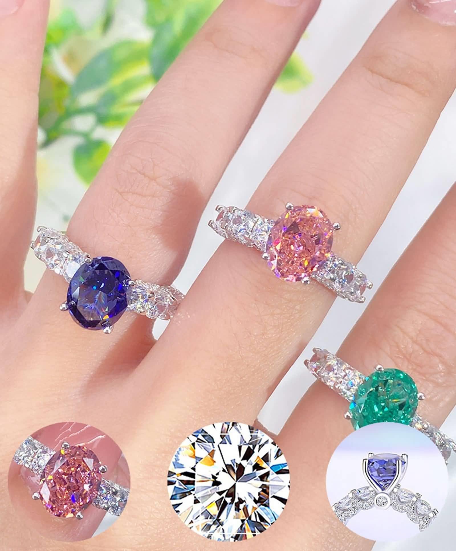 Alianzas de boda para mujer, oro blanco, sólido de 9 K/14 K/18 K, anillo de compromiso ovalado de 3 quilates, sin piedras preciosas para mujer