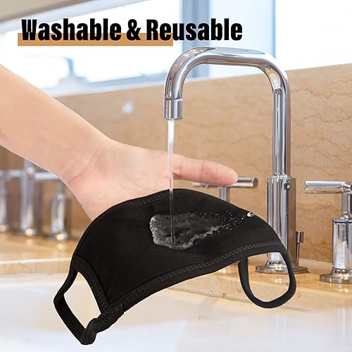 Miniatura 3 de gootrades Juego de 4 cubrebocas unisex con patrón de dientes, mezcla de algodón, antipolvo