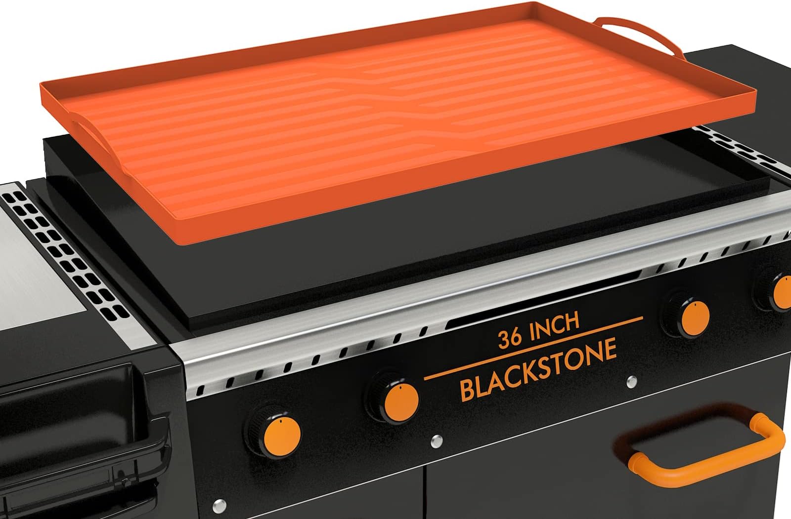 36 Inch Silicone Griddle Cover for Blackstone, Protective Cover with Handle for Outdoor Grilling, Waterproof and Heat Resistant, Easy to Clean and Store-Orange