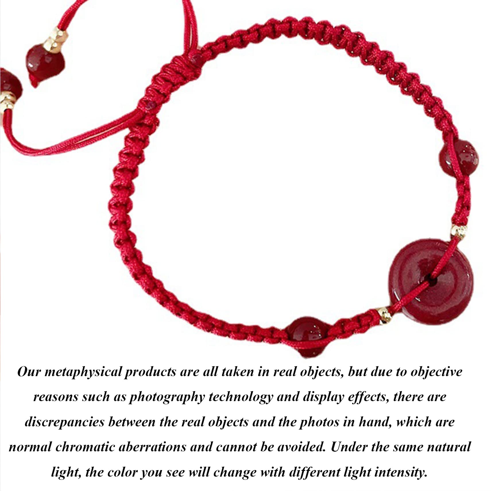 Pulsera de la Suerte, Pulsera Feng Shui, Hilo Rojo, Piedra Preciosa, Cristal cinabrio para Mujeres y Hombres, Hebilla armonía/Amuleto Dona, Chakra.
