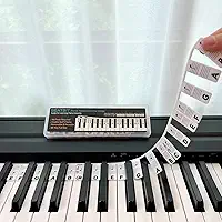 Guia de notas de piano para iniciantes, etiquetas removíveis de notas de teclado de piano para aprendizagem, tamanho completo de 88 teclas, feito de silicone, sem necessidade de adesivos,